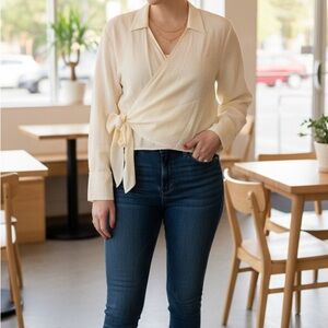 H&M Elegant Cream Wrap Blouse
